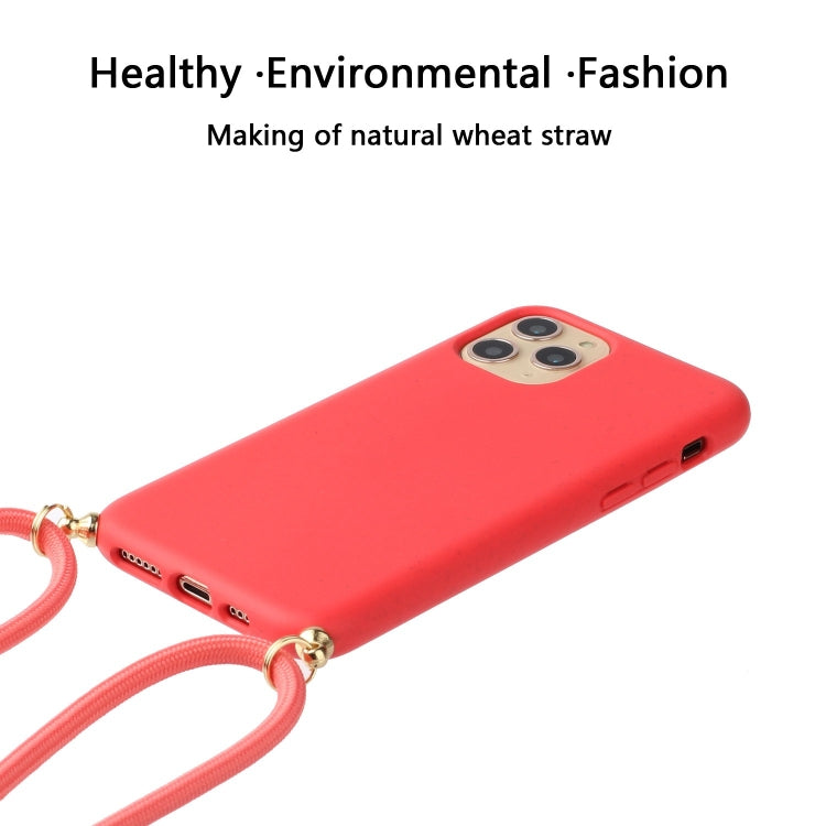 For iPhone 15 Pro Wheat Straw Material + TPU Phone Case with Lanyard(Red) - free shipping - PMC TechLife - Order now!