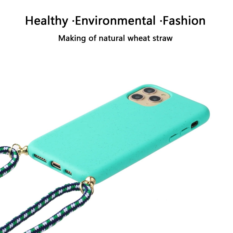 For iPhone 15 Pro Wheat Straw Material + TPU Phone Case with Lanyard(Green) - free shipping - PMC TechLife - Order now!