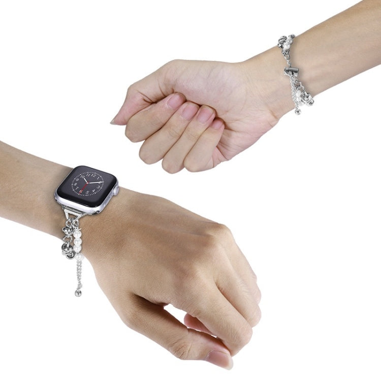 For Apple Watch 2 38mm Pearl Bracelet Metal Watch Band(Silver) - Watch Bands by PMC TechLife | Online Shopping South Africa | PMC TechLife