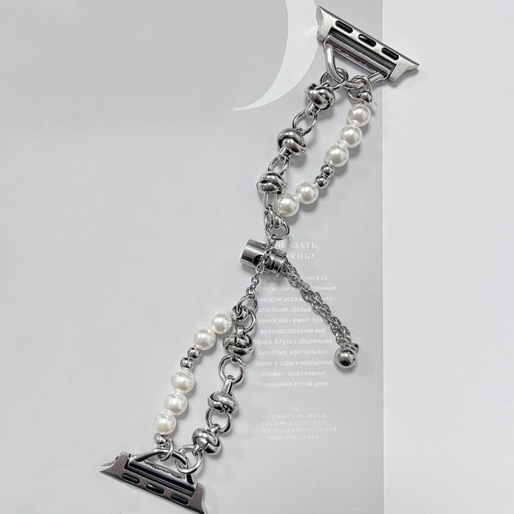 For Apple Watch 2 38mm Pearl Bracelet Metal Watch Band(Silver) - Watch Bands by PMC TechLife | Online Shopping South Africa | PMC TechLife