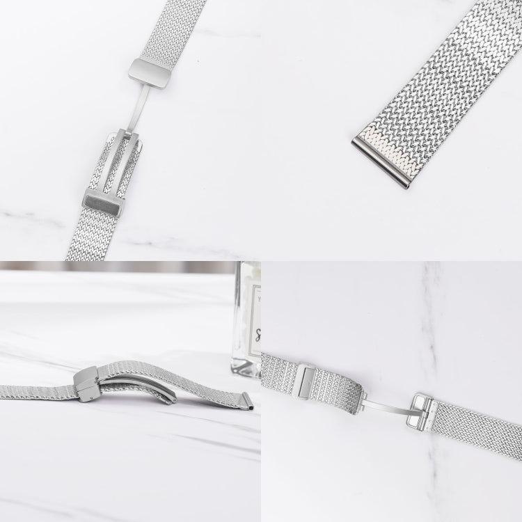 For Apple Watch 42mm Magnetic Buckle Herringbone Mesh Metal Watch Band(Silver) - Watch Bands by PMC TechLife | Online Shopping South Africa | PMC TechLife