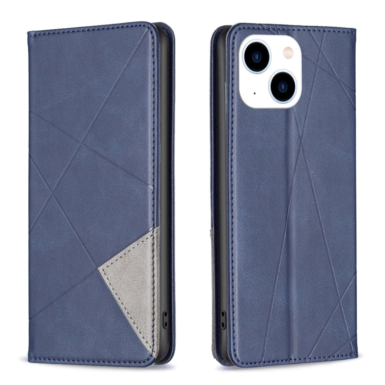 For iPhone 15 Rhombus Texture Magnetic Leather Phone Case(Blue) - free shipping - PMC TechLife - Order now!