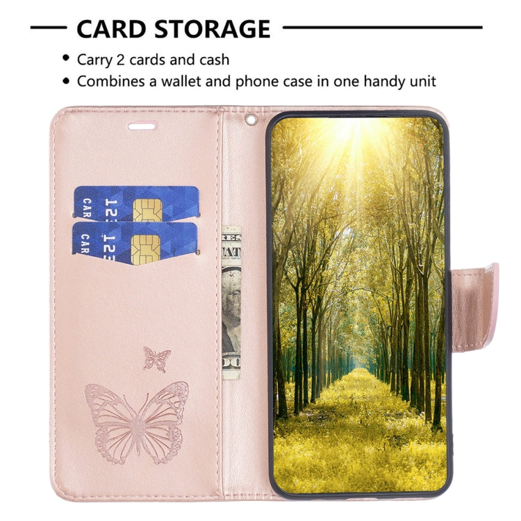 For iPhone 15 Pro Max Embossing Two Butterflies Pattern Leather Phone Case(Rose Gold) - free shipping - PMC TechLife - Order now!