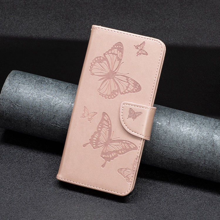 For iPhone 15 Plus Embossing Two Butterflies Pattern Leather Phone Case(Rose Gold) - free shipping - PMC TechLife - Order now!