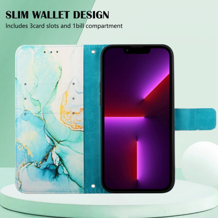 For iPhone 15 Plus PT003 Marble Pattern Flip Leather Phone Case(Green) - free shipping - PMC TechLife - Order now!