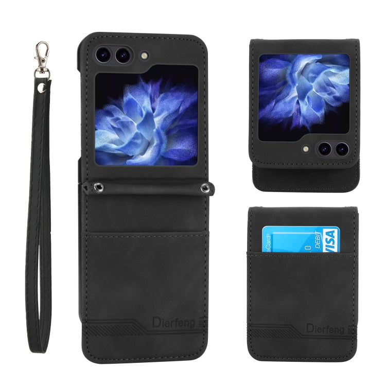 For Samsung Galaxy Z Flip5 Dierfeng Dream Line TPU + PU Leather Phone Case(Black) - free shipping - PMC TechLife - Order now!
