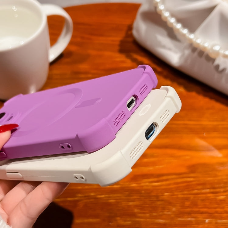 For iPhone 14 Four Corner Shockproof Skin Feel MagSafe Magnetic Phone Case(White) - free shipping - PMC TechLife - Order now!