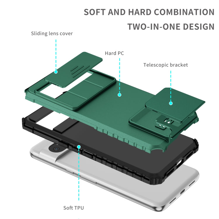 For Google Pixel 8 Pro Stereoscopic Holder Sliding Camshield Phone Case(Green) - free shipping - PMC TechLife - Order now!