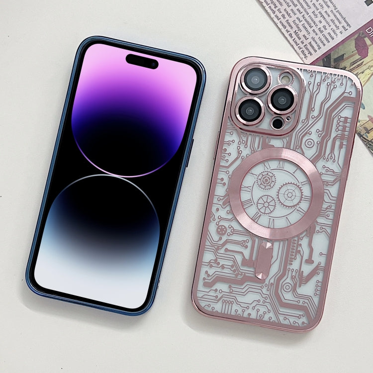 For iPhone 14 Pro Max Electroplated Circuit Board Pattern MagSafe Phone Case(Purple) - free shipping - PMC TechLife - Order now!