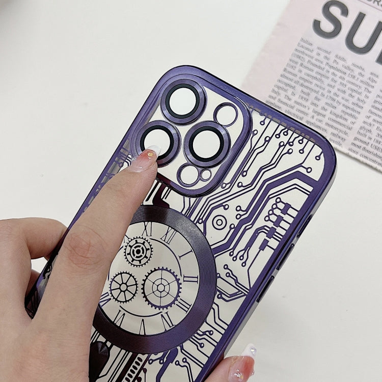 For iPhone 14 Pro Electroplated Circuit Board Pattern MagSafe Phone Case(Purple) - free shipping - PMC TechLife - Order now!