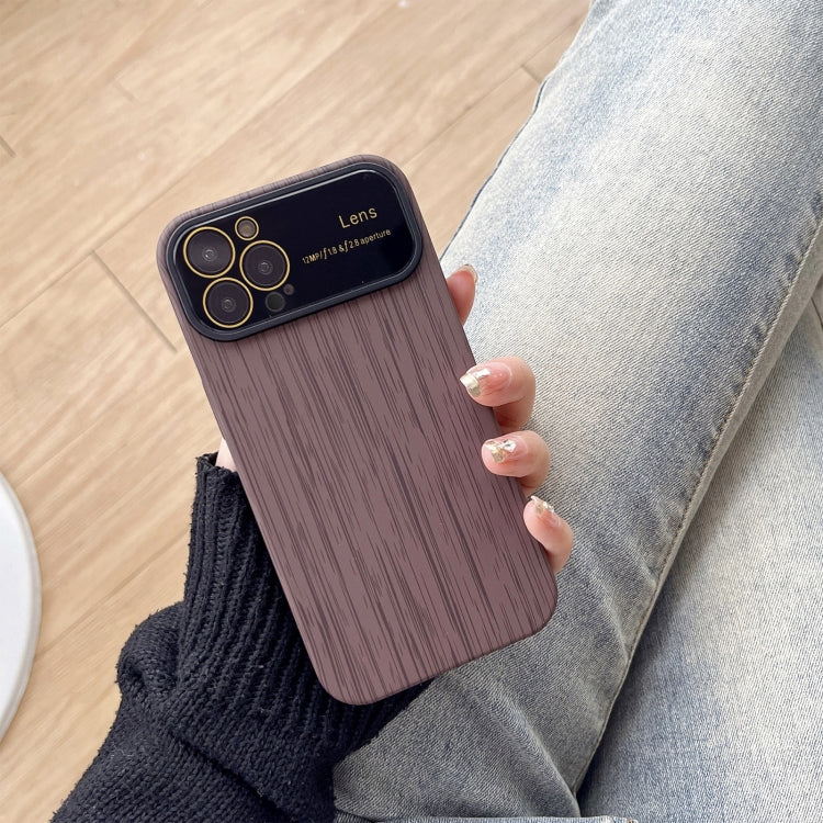 For iPhone 14 Pro Max Wood Grain TPU Phone Case with Lens Film(Grey) - iPhone 14 Pro Max Cases by PMC TechLife | Online Shopping South Africa | PMC TechLife
