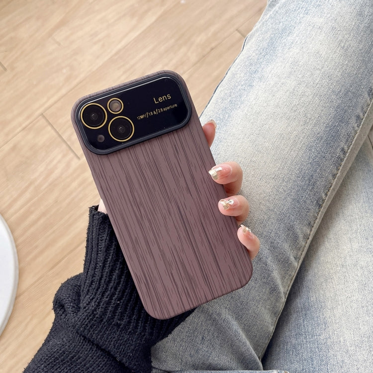 For iPhone 13 Wood Grain TPU Phone Case with Lens Film(Grey) - iPhone 13 Cases by PMC TechLife | Online Shopping South Africa | PMC TechLife