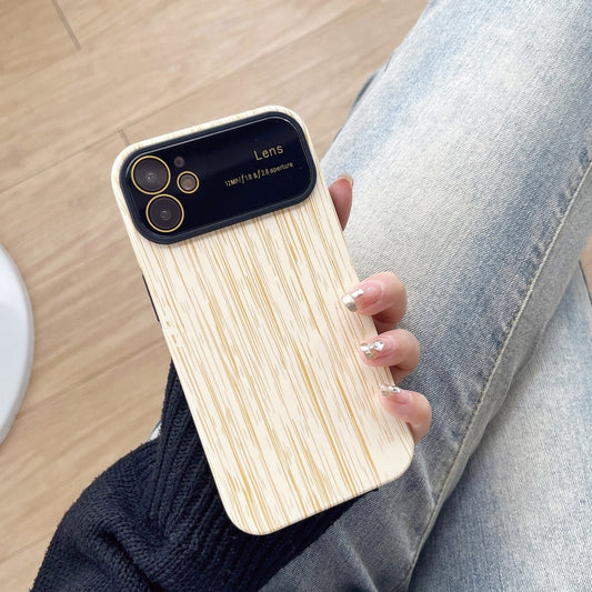 For iPhone 11 Wood Grain TPU Phone Case with Lens Film(Beige) - iPhone 11 Cases by PMC Jewellery | Online Shopping South Africa | PMC Jewellery