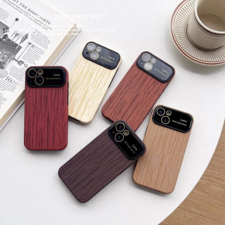 For iPhone 14 Plus Wood Grain TPU Phone Case with Lens Film(Brown) - iPhone 14 Plus Cases by PMC Jewellery | Online Shopping South Africa | PMC Jewellery