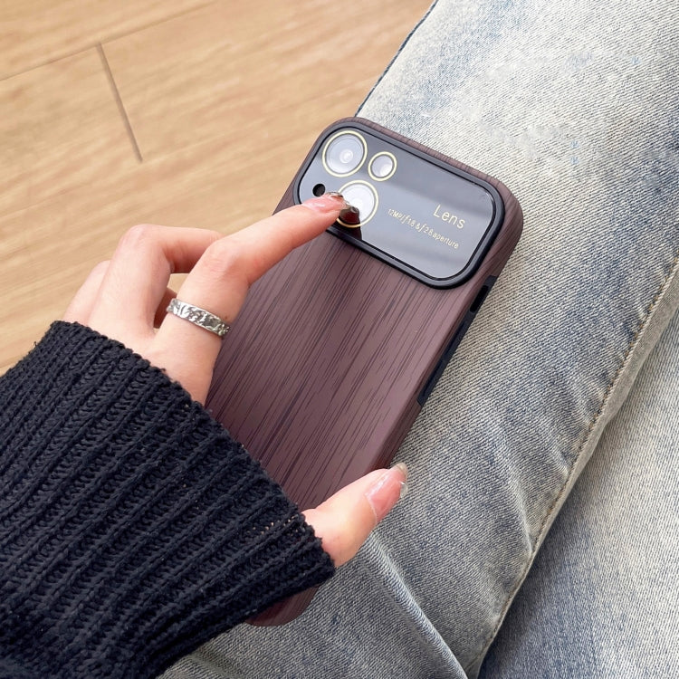 For iPhone 14 Pro Wood Grain TPU Phone Case with Lens Film(Beige) - iPhone 14 Pro Cases by PMC Jewellery | Online Shopping South Africa | PMC Jewellery