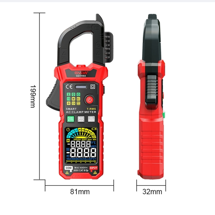 GVDA GD166B Digital Clamp Multimeter Supports DC - free shipping - PMC TechLife - Order now!