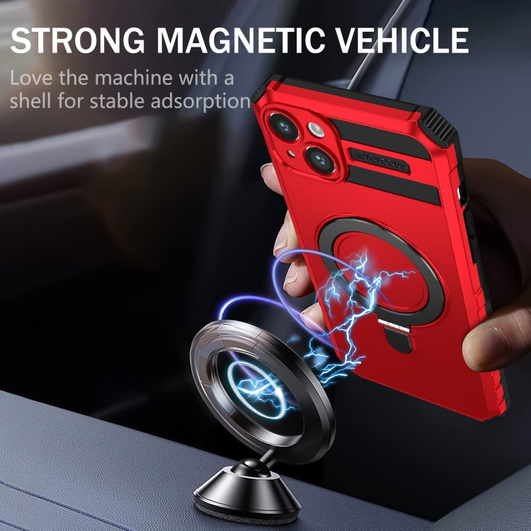For iPhone 14 MagSafe Magnetic Holder Phone Case(Red) - iPhone 14 Cases by PMC TechLife | Online Shopping South Africa | PMC TechLife | Buy Now Pay Later Mobicred