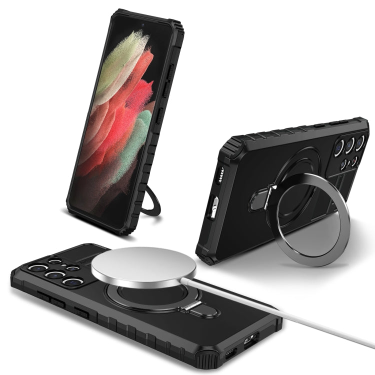 For Samsung Galaxy S21 Ultra 5G MagSafe Magnetic Holder Phone Case(Black) - free shipping - PMC TechLife - Order now!