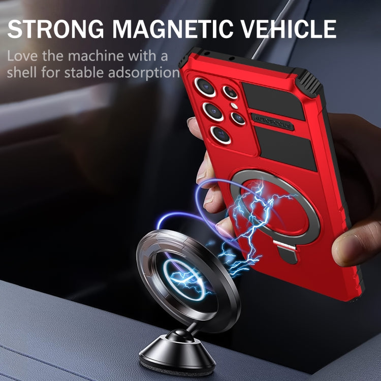 For Samsung Galaxy S21 Ultra 5G MagSafe Magnetic Holder Phone Case(Red) - Galaxy S21 Ultra 5G Cases by PMC TechLife | Online Shopping South Africa | PMC TechLife