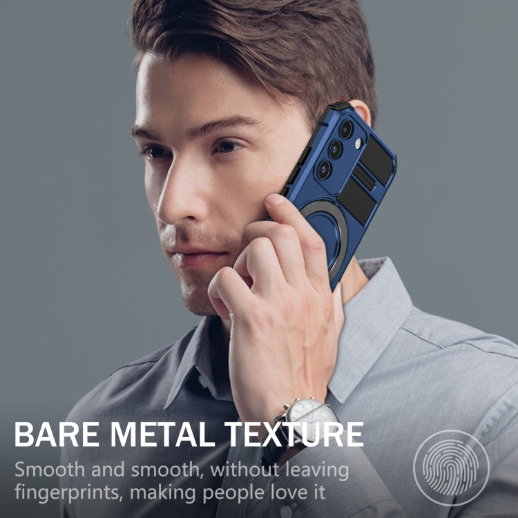 For Samsung Galaxy S22 5G MagSafe Magnetic Holder Phone Case(Blue) - Galaxy S22 5G Cases by PMC TechLife | Online Shopping South Africa | PMC TechLife
