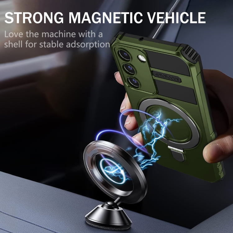 For Samsung Galaxy S22+ 5G MagSafe Magnetic Holder Phone Case(Green) - Galaxy S22+ 5G Cases by PMC TechLife | Online Shopping South Africa | PMC TechLife | Buy Now Pay Later Mobicred