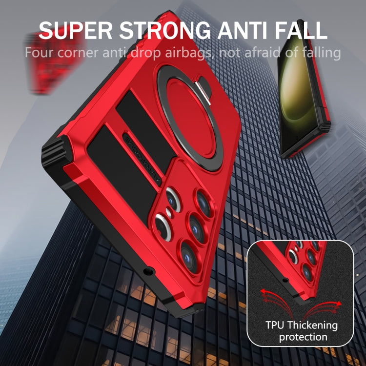 For Samsung Galaxy S23 Ultra 5G MagSafe Magnetic Holder Phone Case(Red) - Galaxy S23 Ultra 5G Cases by PMC TechLife | Online Shopping South Africa | PMC TechLife