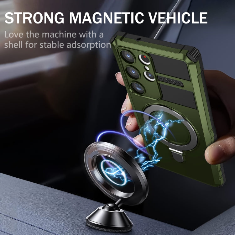 For Samsung Galaxy S23 Ultra 5G MagSafe Magnetic Holder Phone Case(Green) - Galaxy S23 Ultra 5G Cases by PMC TechLife | Online Shopping South Africa | PMC TechLife