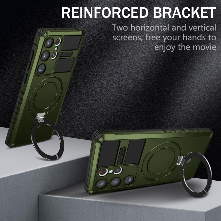 For Samsung Galaxy S23 Ultra 5G MagSafe Magnetic Holder Phone Case(Green) - Galaxy S23 Ultra 5G Cases by PMC TechLife | Online Shopping South Africa | PMC TechLife