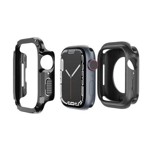 For Apple Watch Series 8 / 7 41mm 2-in-1 PC Hybrid TPU Armor Watch Case(Black) - Watch Cases by PMC Jewellery | Online Shopping South Africa | PMC Jewellery