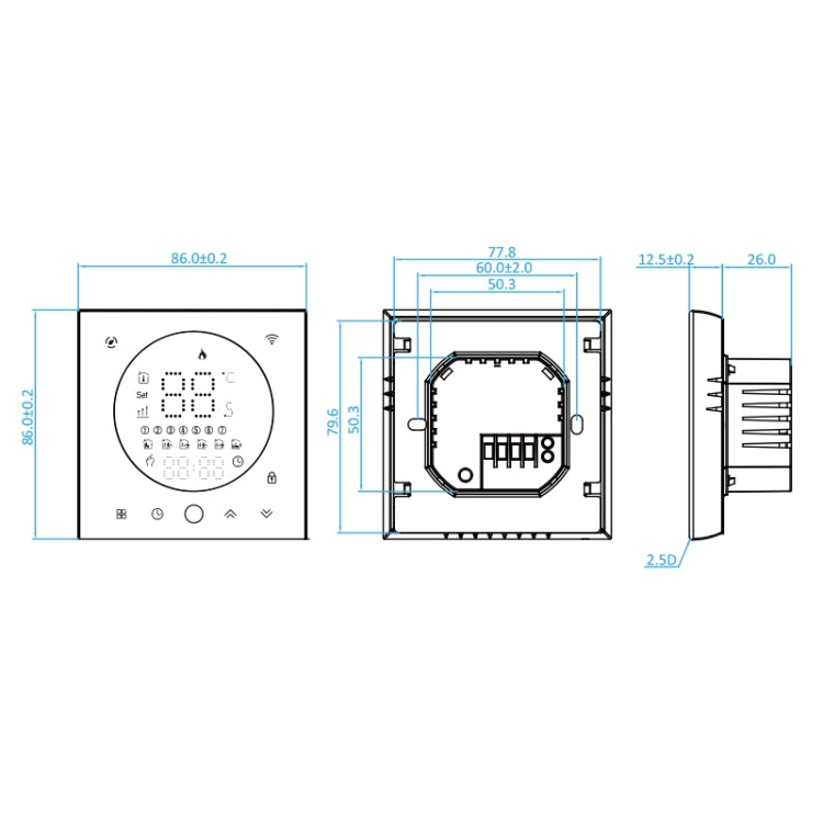 BHT-008GBL 95-240V AC 16A Smart Home Electric Heating LED Thermostat Without WiFi(White) - Thermostat & Thermometer by PMC TechLife | Online Shopping South Africa | PMC TechLife