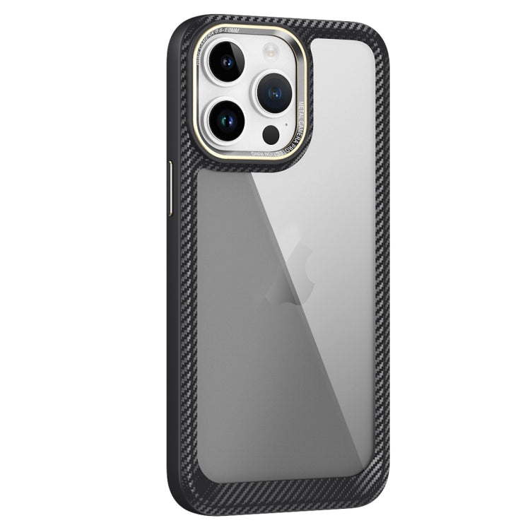 For iPhone 12 Pro Max Carbon Fiber Transparent Back Panel Phone Case(Black + Transparent Black) - free shipping - PMC TechLife - Order now!