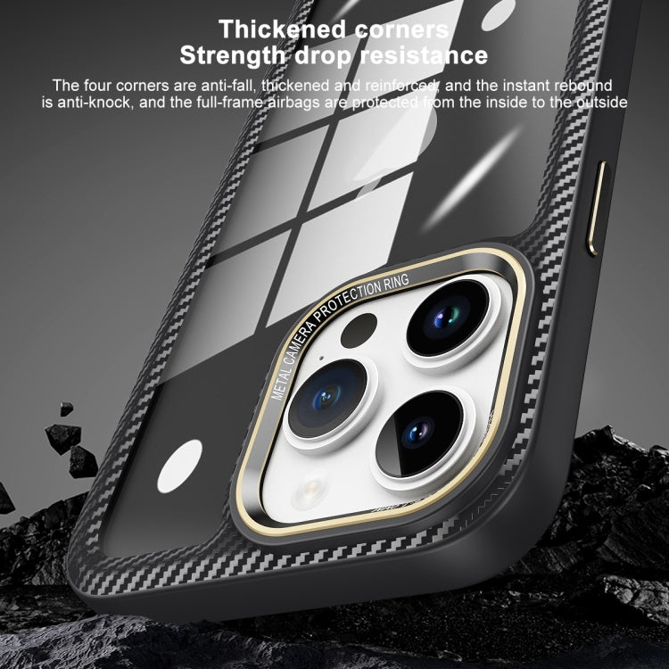 For iPhone 12 Pro Carbon Fiber Transparent Back Panel Phone Case(Black + Transparent) - free shipping - PMC TechLife - Order now!