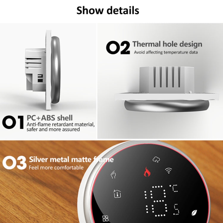 BHT-6001GBLW 95-240V AC 16A Smart Round Thermostat Electric Heating LED Thermostat With WiFi(Black) - Thermostat & Thermometer by PMC Jewellery | Online Shopping South Africa | PMC Jewellery