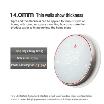 BHT-6001GCL 95-240V AC 5A Smart Round Thermostat Boiler Heating LED Thermostat Without WiFi(White) - Thermostat & Thermometer by PMC Jewellery | Online Shopping South Africa | PMC Jewellery