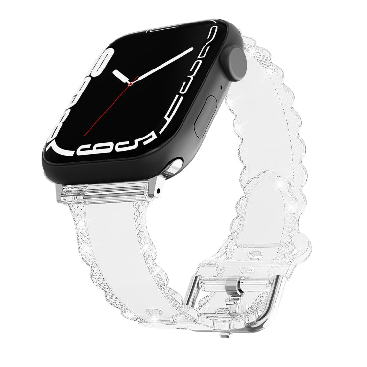 For Apple Watch 6 40mm Diamond Texture Lace Clear TPU Watch Band(Transparent) - Watch Bands by PMC TechLife | Online Shopping South Africa | PMC TechLife