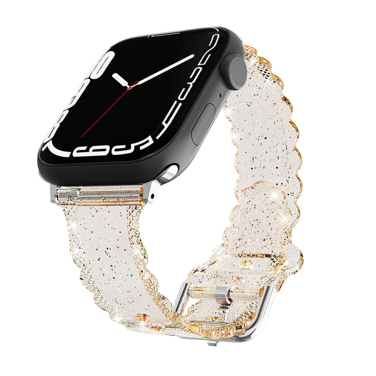 For Apple Watch 4 44mm Diamond Texture Lace Clear TPU Watch Band(Gold) - Watch Bands by PMC TechLife | Online Shopping South Africa | PMC TechLife