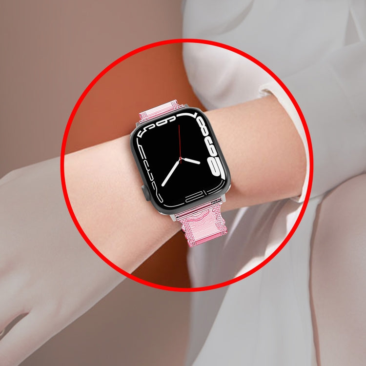 For Apple Watch 6 40mm Diamond Texture Lace Clear TPU Watch Band(Blue) - Watch Bands by PMC TechLife | Online Shopping South Africa | PMC TechLife