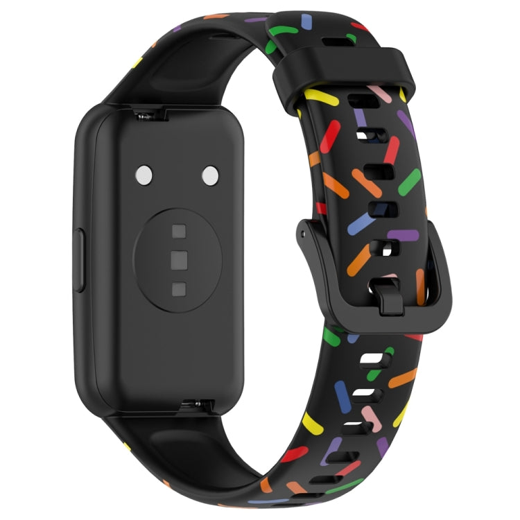 For Huawei Band 7 Sports Rainbow Dots Silicone Watch Band(Black) - Watch Bands by PMC TechLife | Online Shopping South Africa | PMC TechLife