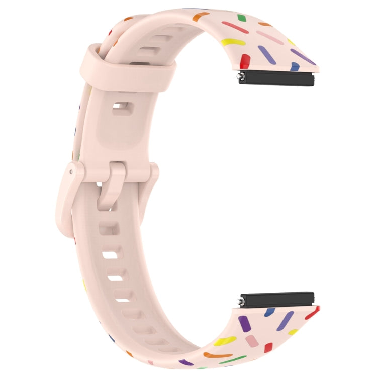 For Huawei Band 7 Sports Rainbow Dots Silicone Watch Band(Light Pink) - Watch Bands by PMC TechLife | Online Shopping South Africa | PMC TechLife