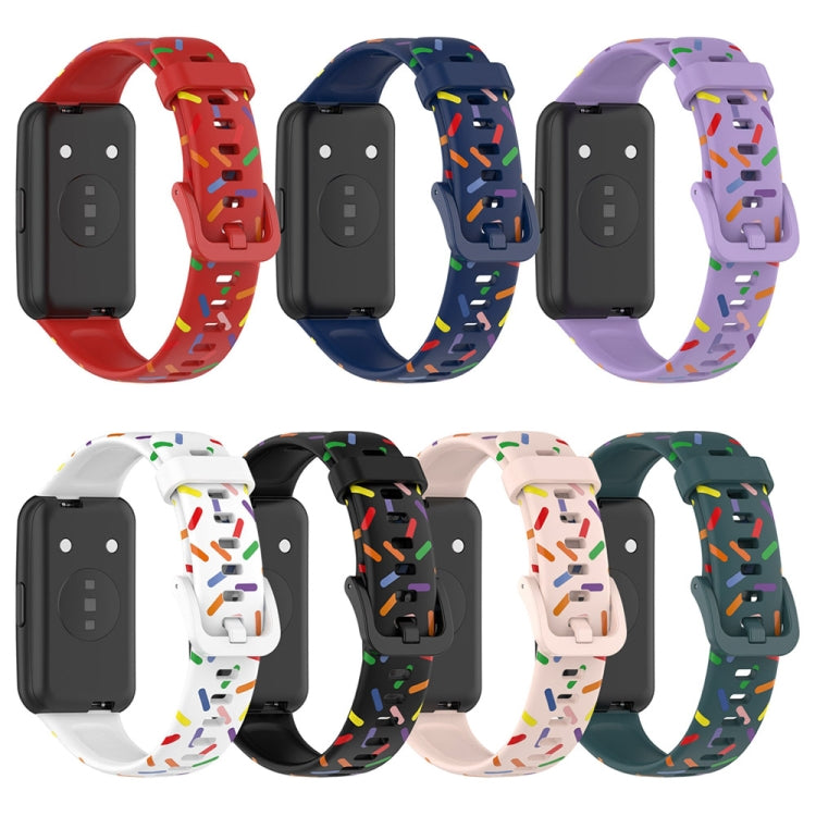 For Huawei Band 7 Sports Rainbow Dots Silicone Watch Band(Black) - Watch Bands by PMC TechLife | Online Shopping South Africa | PMC TechLife