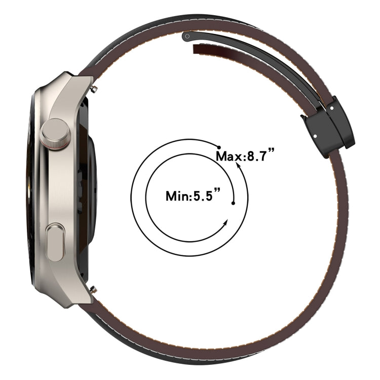 For Huawei Watch 4 / Watch 4 Pro Folding Buckle Genuine Leather Watch Band(Blue) - Watch Bands by PMC TechLife | Online Shopping South Africa | PMC TechLife