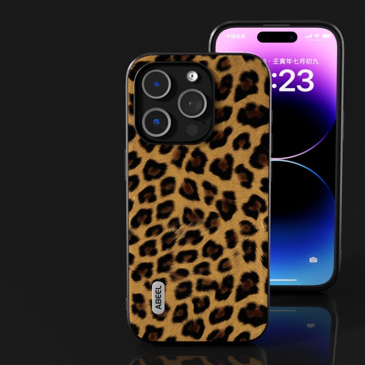 For iPhone 14 Pro ABEEL Black Edge Leopard Phone Case(Golden Leopard) - free shipping - PMC TechLife - Order now!