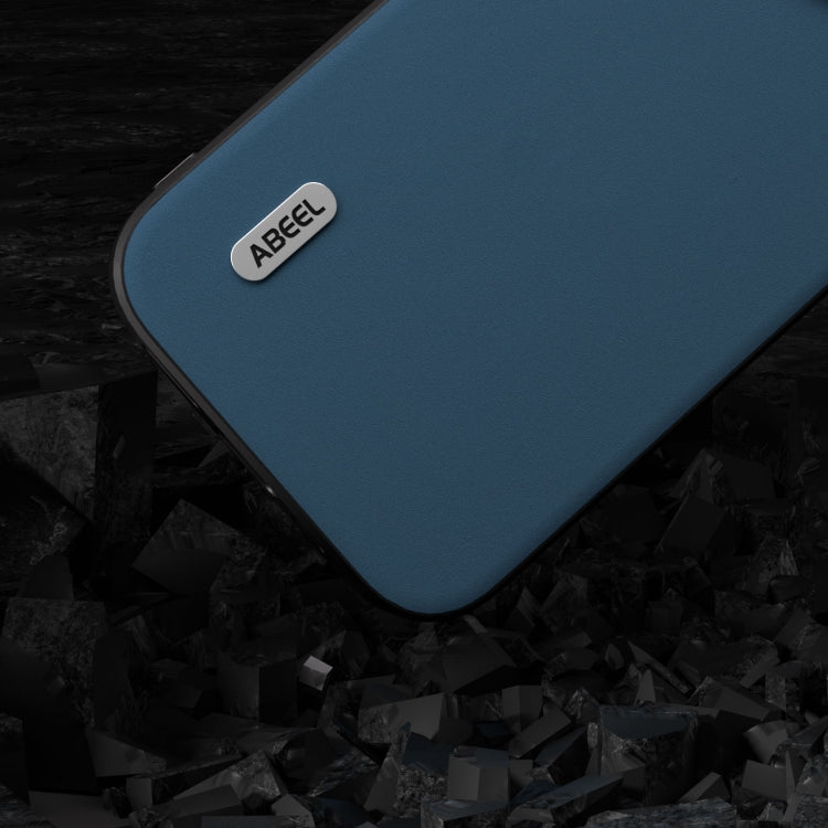 For iPhone 15 Pro ABEEL Genuine Leather Silky Soft Black Edge Phone Case(Blue) - free shipping - PMC TechLife - Order now!