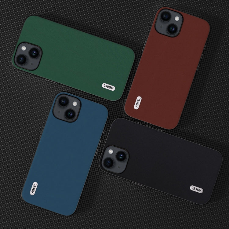 For iPhone 15 Plus ABEEL Genuine Leather Silky Soft Black Edge Phone Case(Green) - free shipping - PMC TechLife - Order now!