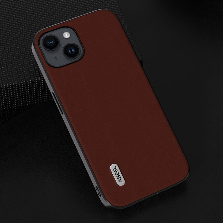 For iPhone 15 ABEEL Genuine Leather Silky Soft Black Edge Phone Case(Coffee) - free shipping - PMC TechLife - Order now!