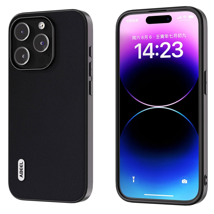 For iPhone 14 Pro ABEEL Genuine Leather Silky Soft Black Edge Phone Case(Black) - free shipping - PMC TechLife - Order now!