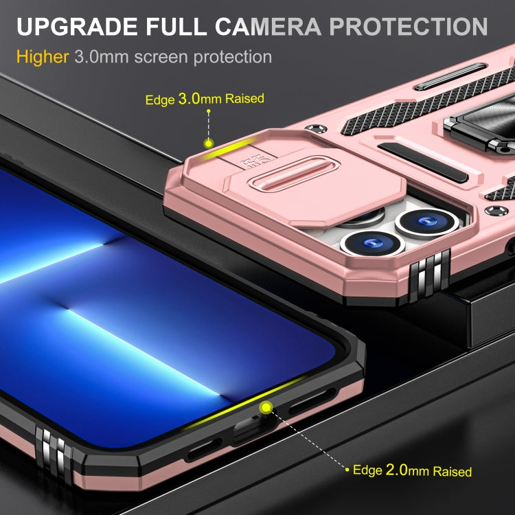 For iPhone 15 Pro Max Armor PC + TPU Camera Shield Phone Case(Rose Gold) - free shipping - PMC TechLife - Order now!