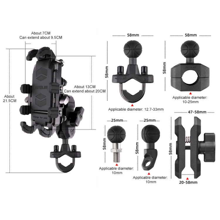 MOTOSLG Crab Motorcycle Phone Clamp Bracket L-Type Rear Mirror Mount(Black) - Holder by MOTOLSG | Online Shopping South Africa | PMC TechLife | Buy Now Pay Later Mobicred