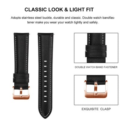 For Garmin Venu / SQ / SQ2 / Venu 2 Plus 20mm Rose Gold Buckle Genuine Leather Watch Band(White) - Watch Bands by PMC Jewellery | Online Shopping South Africa | PMC Jewellery