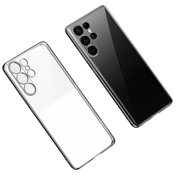 For Samsung Galaxy S23 Ultra 5G SULADA Shockproof Plating TPU Transparent Phone Case(Black) - free shipping - PMC TechLife - Order now!